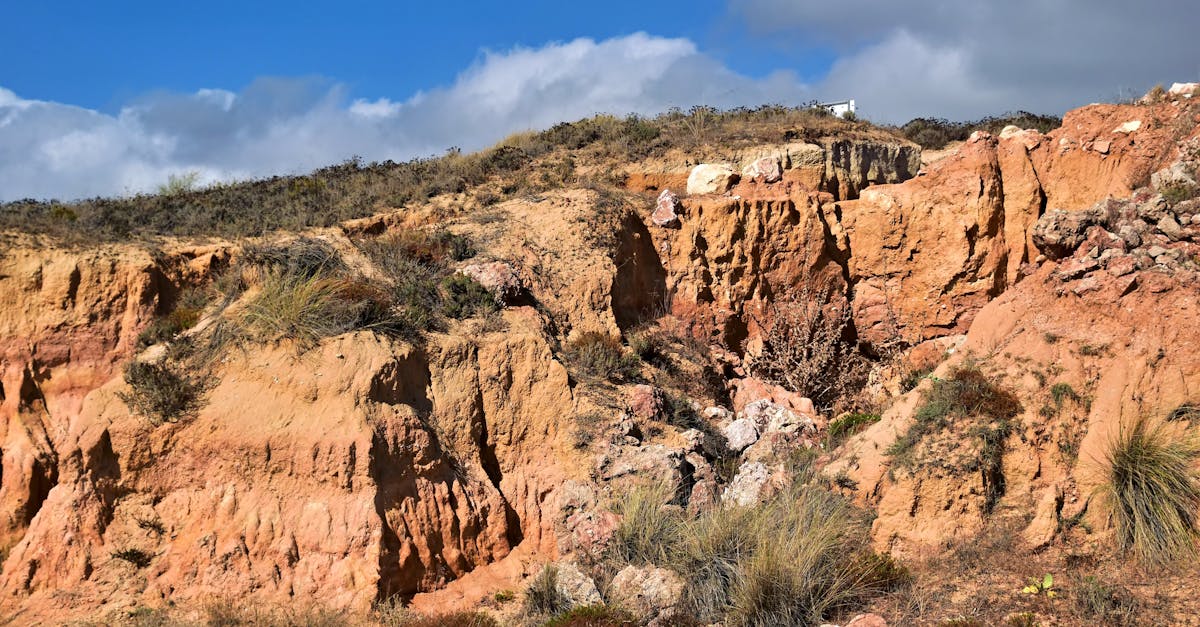 Beautiful rock formations in Guia, Faro, Portugal under a clear blue sky.